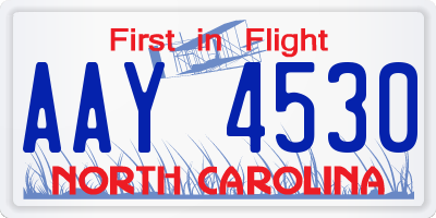 NC license plate AAY4530