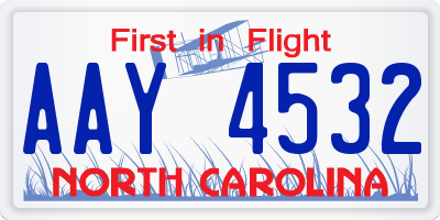 NC license plate AAY4532