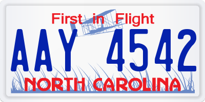 NC license plate AAY4542