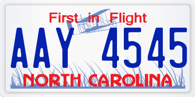 NC license plate AAY4545