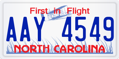 NC license plate AAY4549