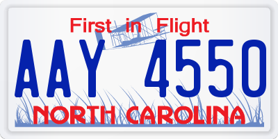NC license plate AAY4550