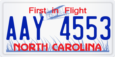 NC license plate AAY4553