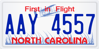 NC license plate AAY4557