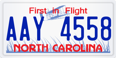 NC license plate AAY4558