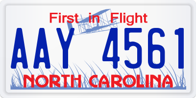NC license plate AAY4561