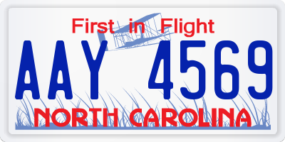 NC license plate AAY4569