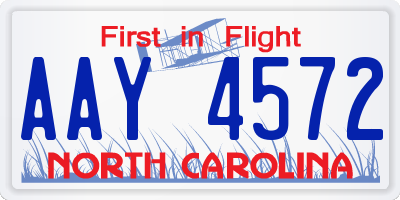 NC license plate AAY4572