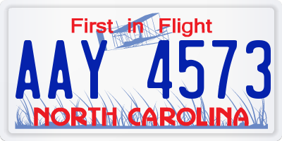 NC license plate AAY4573