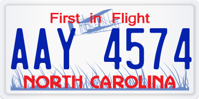 NC license plate AAY4574