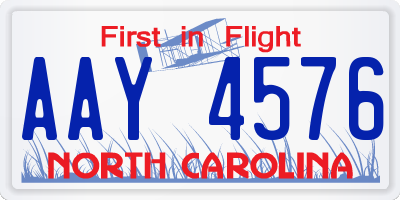 NC license plate AAY4576