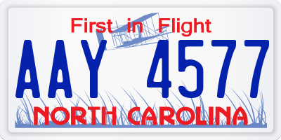 NC license plate AAY4577