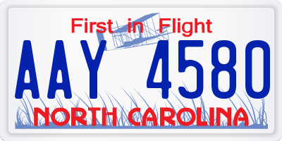 NC license plate AAY4580