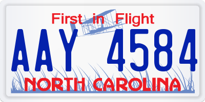 NC license plate AAY4584