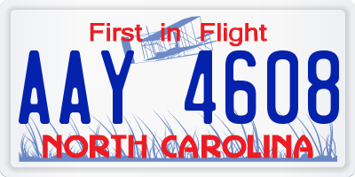 NC license plate AAY4608