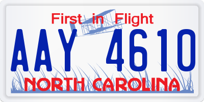 NC license plate AAY4610