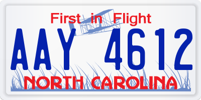 NC license plate AAY4612