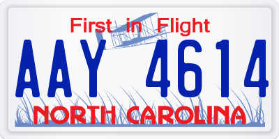 NC license plate AAY4614