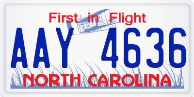 NC license plate AAY4636