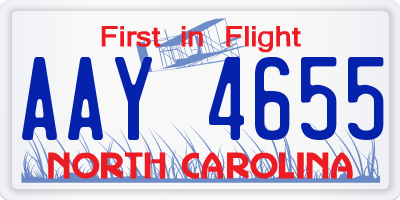 NC license plate AAY4655