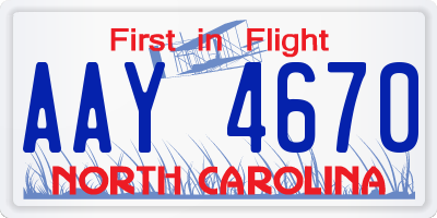 NC license plate AAY4670