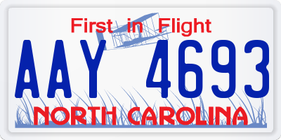 NC license plate AAY4693