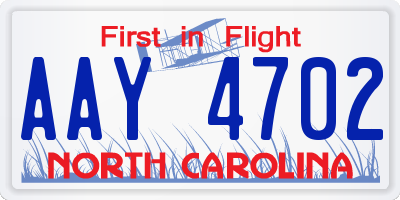 NC license plate AAY4702