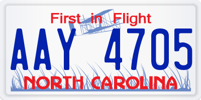 NC license plate AAY4705
