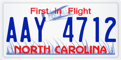 NC license plate AAY4712