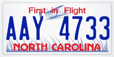 NC license plate AAY4733