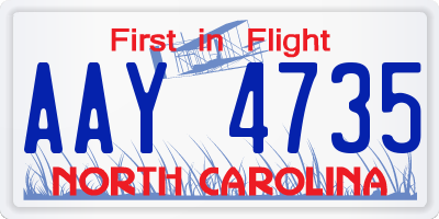NC license plate AAY4735
