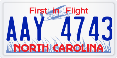 NC license plate AAY4743