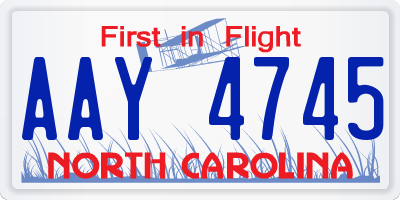 NC license plate AAY4745