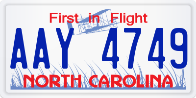 NC license plate AAY4749
