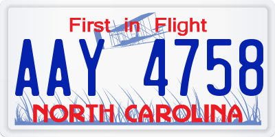 NC license plate AAY4758