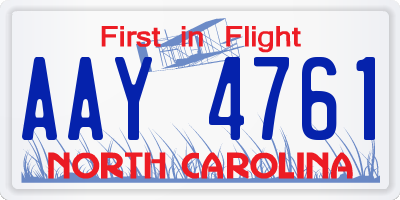 NC license plate AAY4761
