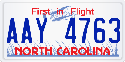 NC license plate AAY4763