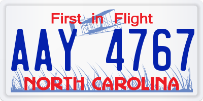 NC license plate AAY4767