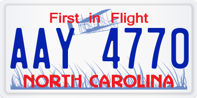 NC license plate AAY4770