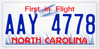 NC license plate AAY4778