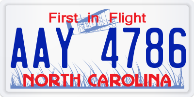 NC license plate AAY4786