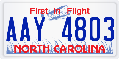 NC license plate AAY4803
