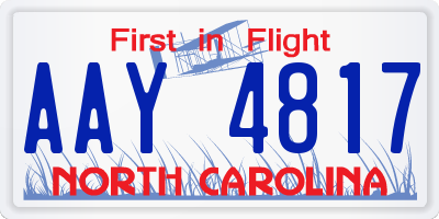 NC license plate AAY4817