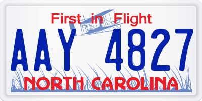 NC license plate AAY4827