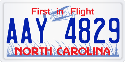 NC license plate AAY4829