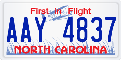 NC license plate AAY4837
