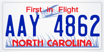 NC license plate AAY4862