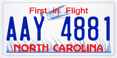 NC license plate AAY4881