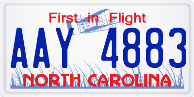 NC license plate AAY4883
