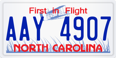 NC license plate AAY4907
